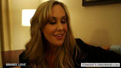 Brandi Love - Busty Blonde - Busty blonde cougar in sexy lingerie and stockings enjoys hotel room banging - sunporno.com