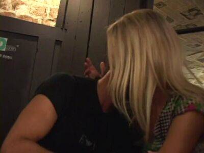 Lucky guy fucks blond twins in the bar and cums insider their pussies - sunporno.com