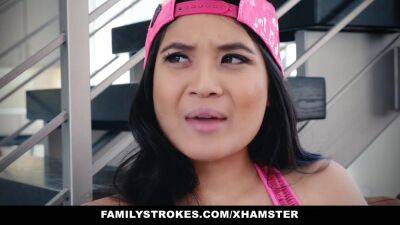 FamilyStrokes - Asian Teen Fucks Stepdad While Mom slumbers - sunporno.com