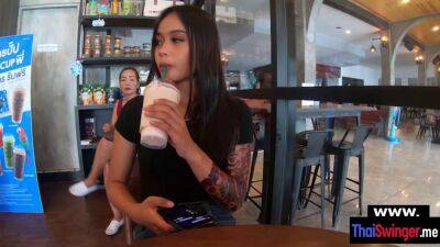 Real amateur Thai GF Ting needs a quickie fuck after her cappuccino - sunporno.com - Thailand
