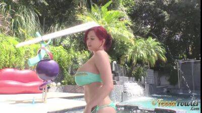 Fat Boobs And Porn Redhead Bombshell Tessa Fowler Posing By The Pool, Topless Video - sunporno.com