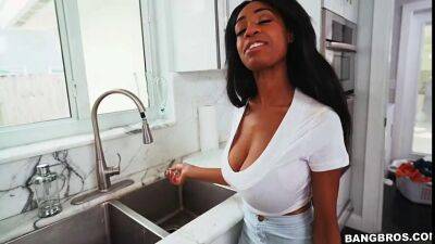 Standing Sex Porn Cute Ebony Babe With Huge Saggy Tits Gets Fucked By A Hot Hunk From Behind, Dark Haired - sunporno.com