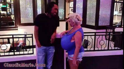 Claudia Marie - Claudia Marie Offers Up Her Giant Fake Saggy Tits To A Black Stud - sunporno.com