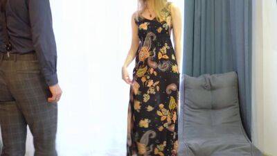 Pussy FULL OF SPERM! Hot sex with redhead in long dress - sunporno.com