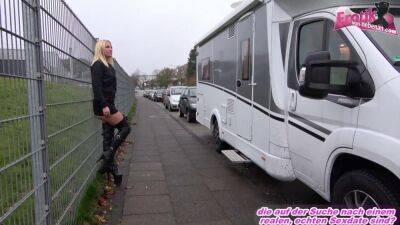 German blonde Street Prostitute pick up for NO CONDOM fuck - sunporno.com - Germany