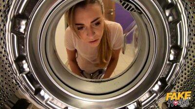 Stuck in a washing machine blonde gets fucked hard - sunporno.com