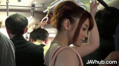 Petite Japanese girl jerks, sucks and fucks a guy on a public train - Hd - sunporno.com - Japan