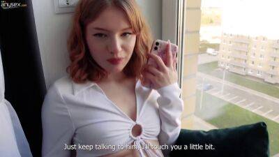 My redhead stepsister got face cumshot during talking to her husband - sunporno.com - Russia