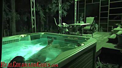 Eating My Buxum Neighbor s Shaved Pussy In The Hot Tub - sunporno.com