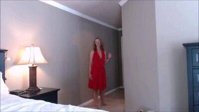 Mom in red dress drills all holes with rubber dildos - sunporno.com